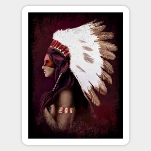 Retro Female Native American Sticker